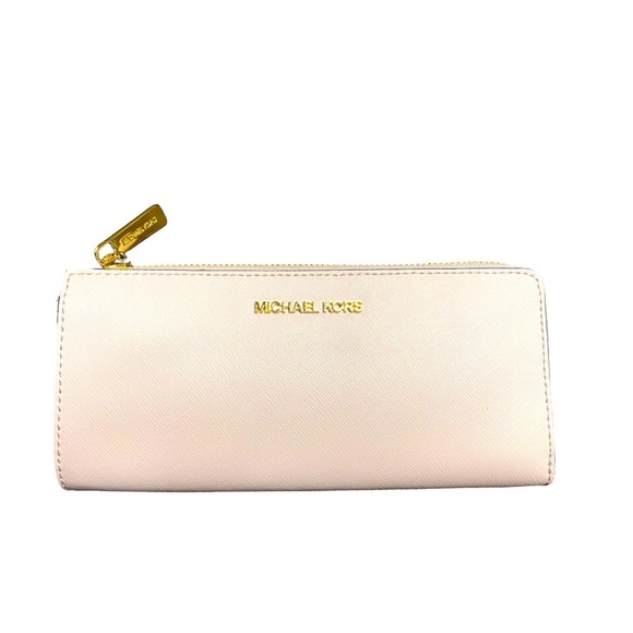 ‼️NWT‼️ MICHAEL Michael Kors Powder Blush Pink Jet Set Wallet - Picture 1 of 13